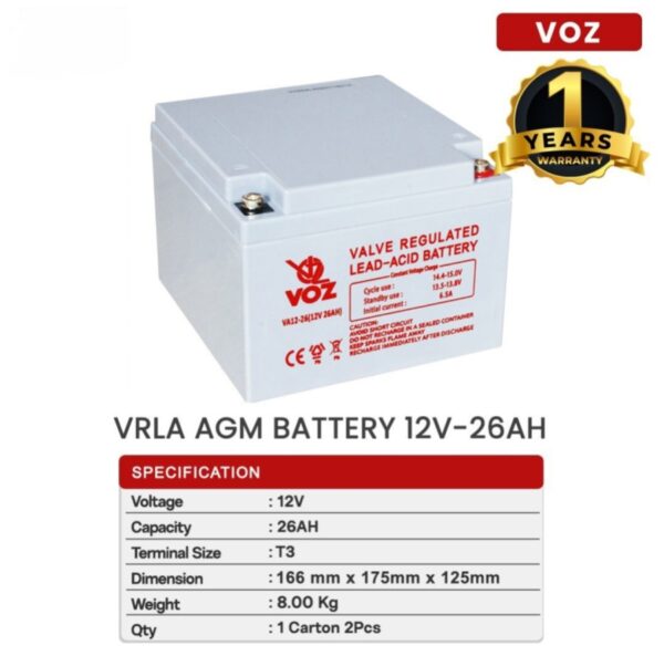 Baterai Voz 26 Ah 12V