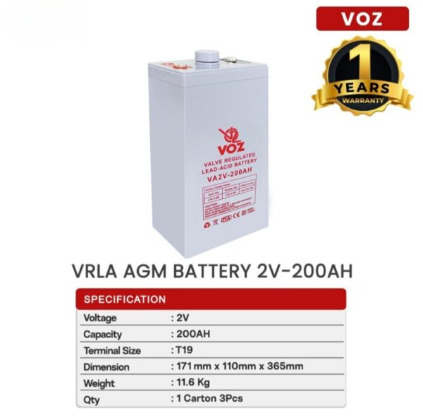 Baterai Voz 2V 200 Ah