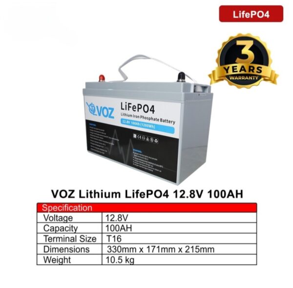 Baterai Voz Lithium LifePo4 100 Ah 12,8V