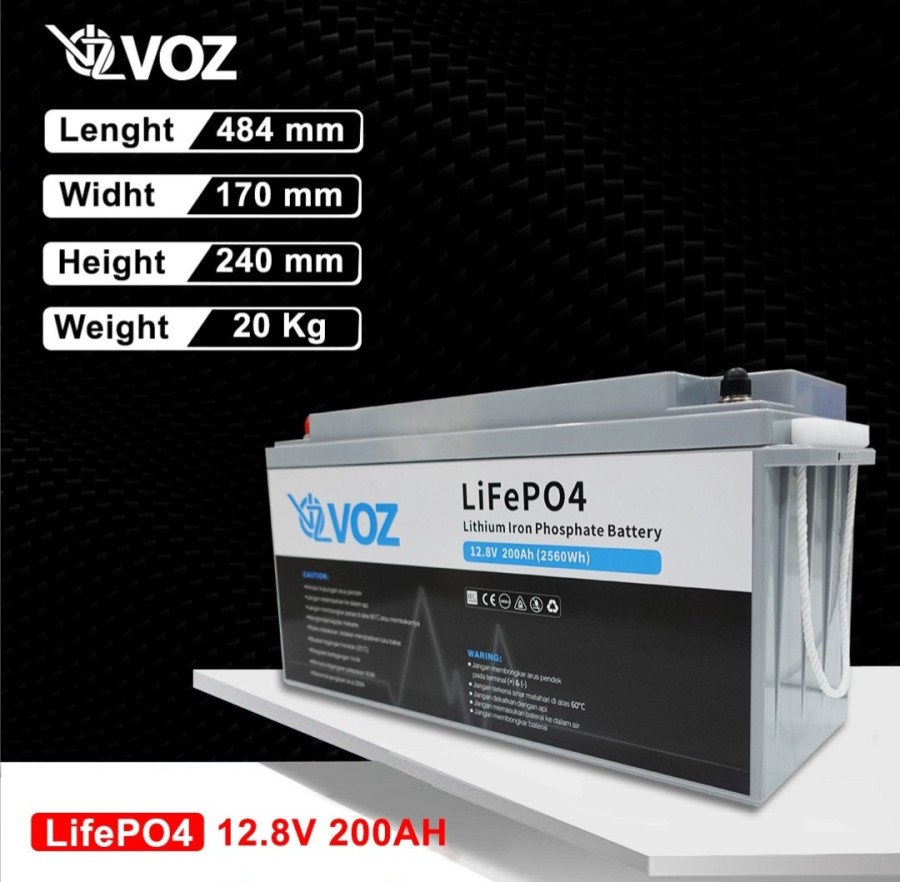 Baterai Voz Lithium LifePo4 200 Ah 12,8V