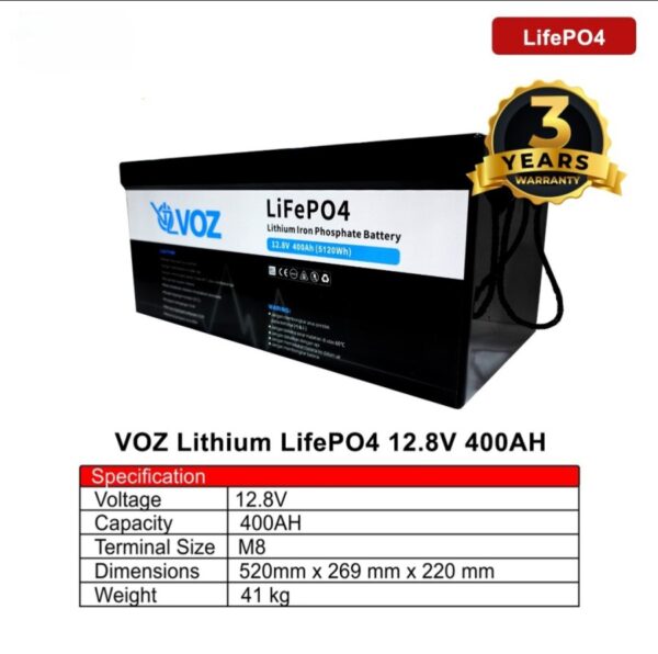 Baterai Voz Lithium LifePo4 400 Ah 12,8V