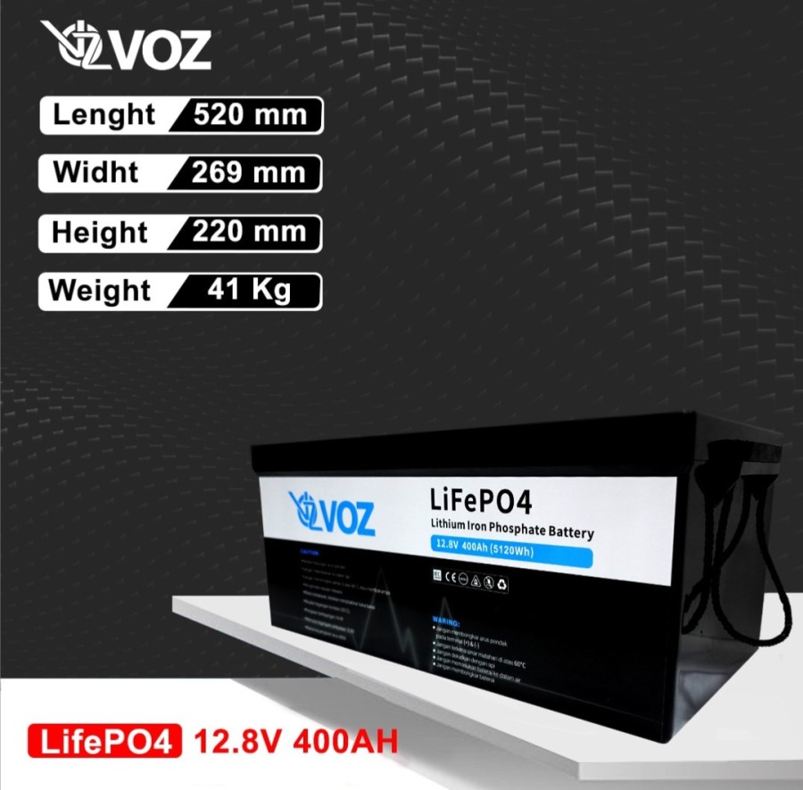 Baterai Voz Lithium LifePo4 400 Ah 12,8V