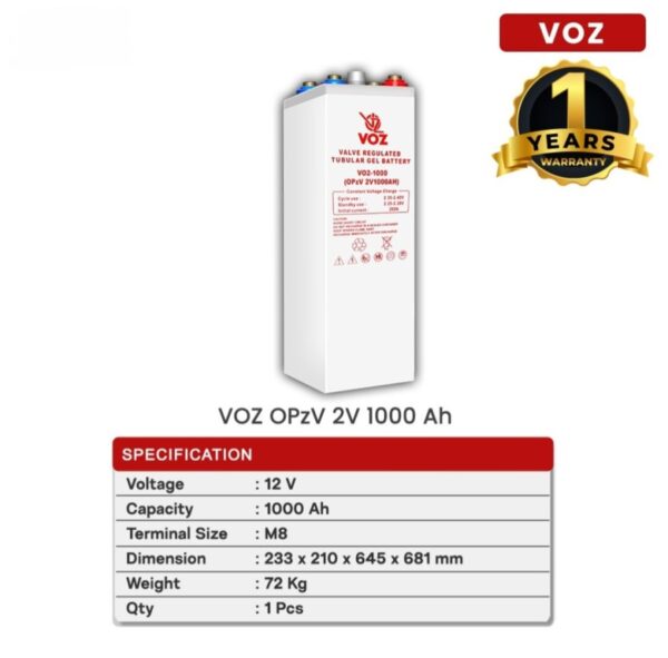 Baterai Voz OPzV 2V 1000 Ah