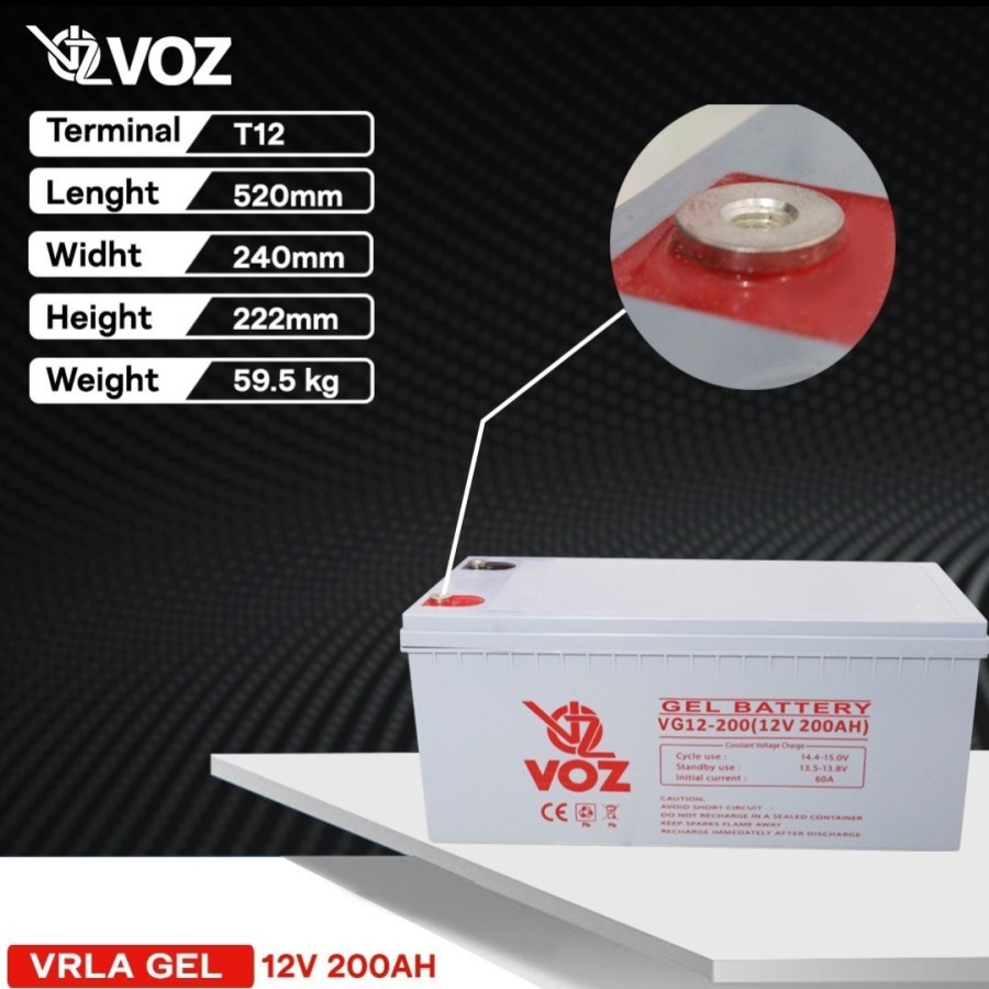 Baterai Voz Vrla Gel 12V 200 Ah 