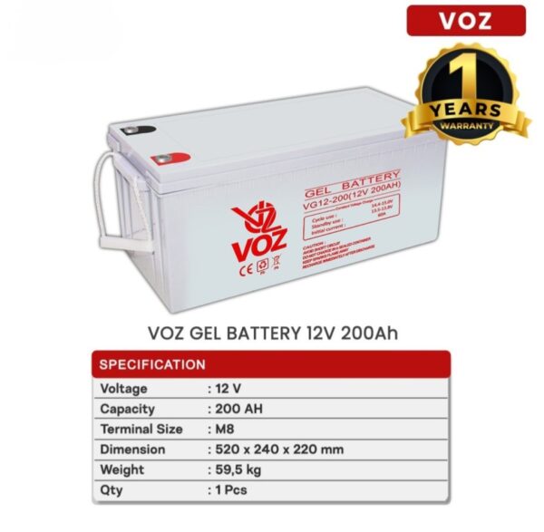 Baterai Voz Vrla Gel 12V 200 Ah