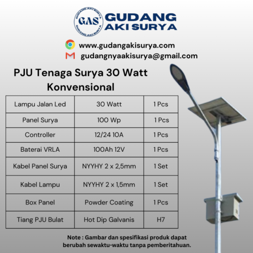 PJU Tenaga Surya 30 Watt Konvensional