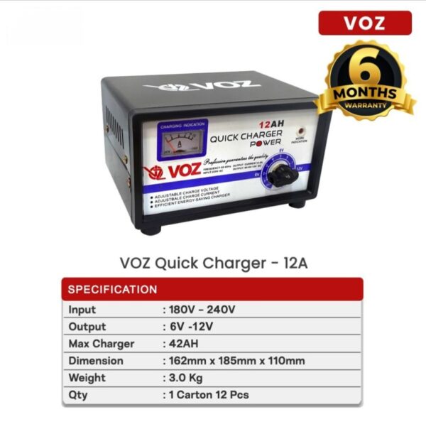 Voz Charger Aki Baterai 12 Ampere 6V-12V