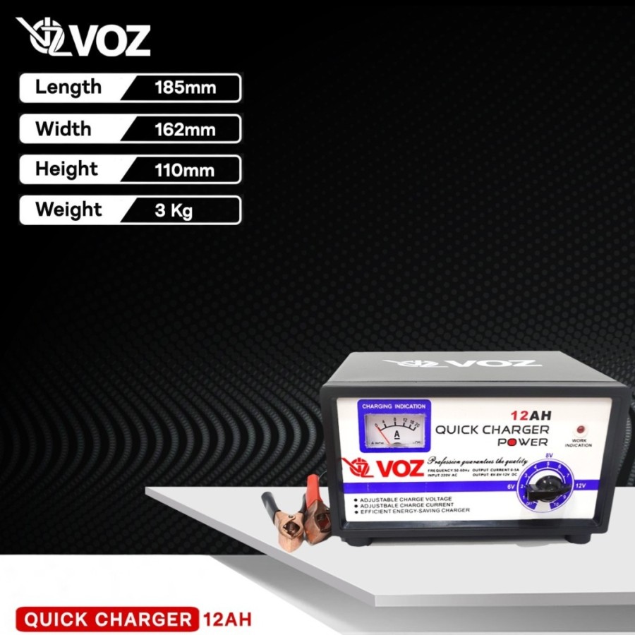 Voz Charger Aki Baterai 12 Ampere 6V-12V