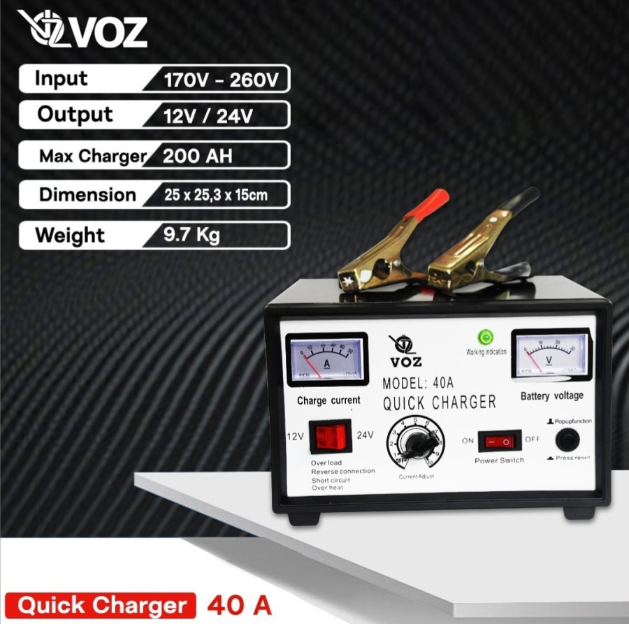 Voz Charger Aki Baterai 40 Ampere 12V-24V 