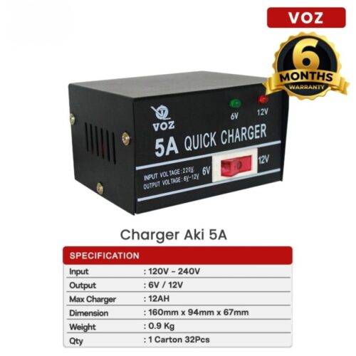 Voz Charger Aki Baterai 5 Ampere 6V-12V