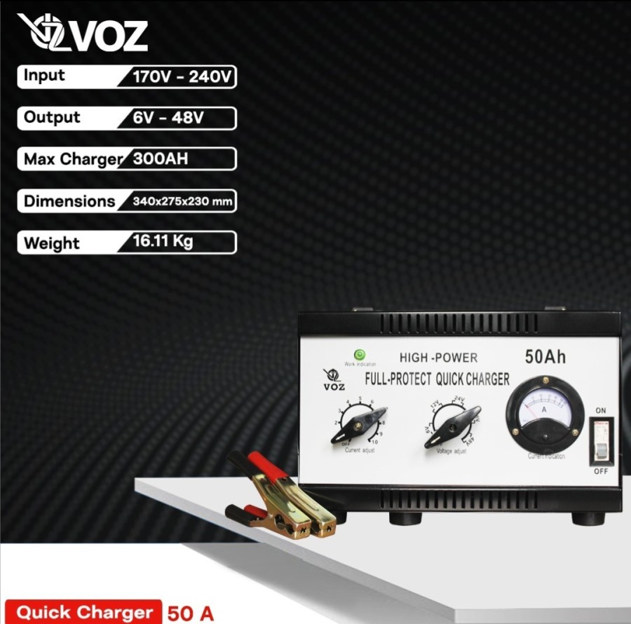 Voz Charger Aki Baterai 50 Ampere 6V-48V