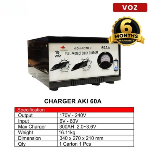 Voz Charger Aki Baterai 60 Ampere 6V-60V