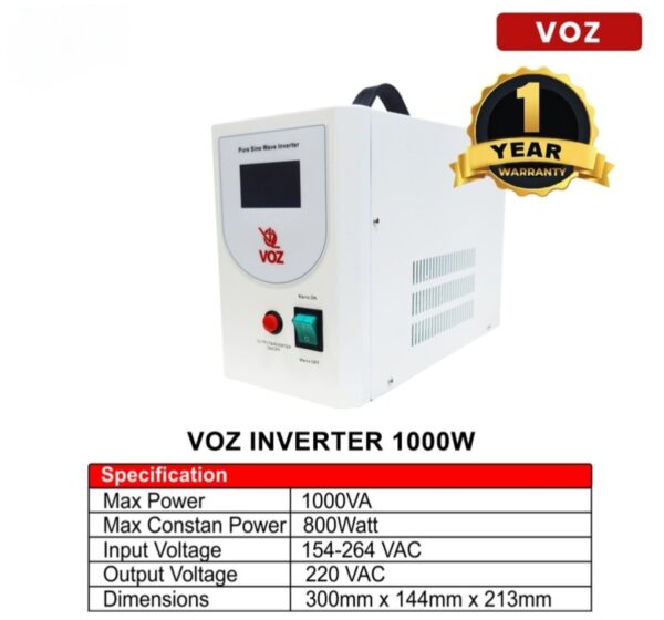 Voz Inverter Pure Sine Wave 1000 Watt 12V