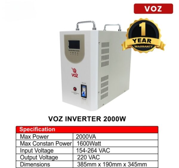 Voz Inverter Pure Sine Wave 2000 Watt 24V